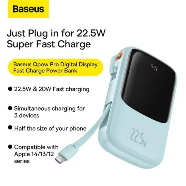 Baseus 10000mAh 22.5W QPow Pro Digital Display Fast Charge Power Bank - Image 5 | Buy Online Sri Lanka