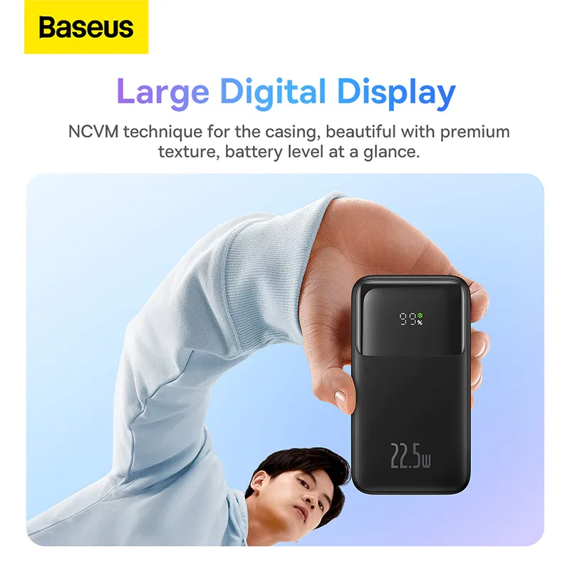 Baseus Comet Series Fast Charge Power Bank 10000mAh  | 22.5W SCP Built In Dual Cable Digital Display Charger - Image 4 | Buy Online Sri Lanka