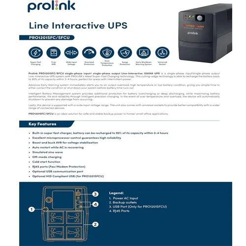 Prolink PRO1201SFC 1200VA Ups - Image 2 | Buy Online Sri Lanka